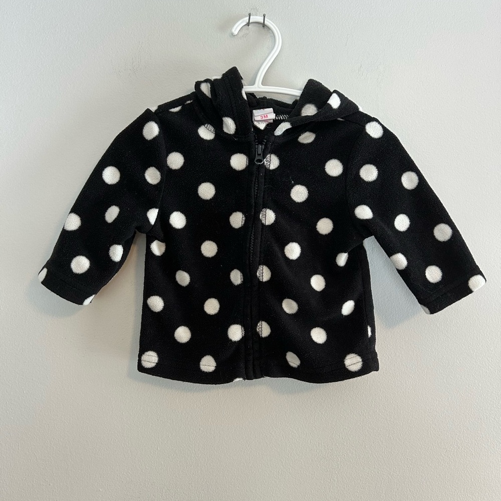 (3/$20) Circo 3m Black and White Polka Dot fleece zip up sweater